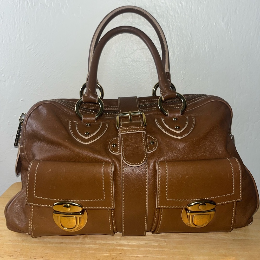 Marc Jacobs Brown Venetia Satchel Handbag with signature multipocket